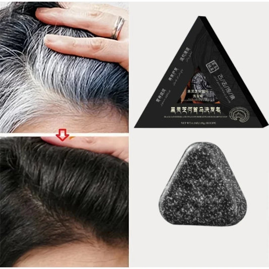 Herbal Black Hair Growth Shampoo Bar Ganoderma Polygonum Multiflorum Herbal Soap For Oily Hair Controls Dandruff Adds Volume Hot
