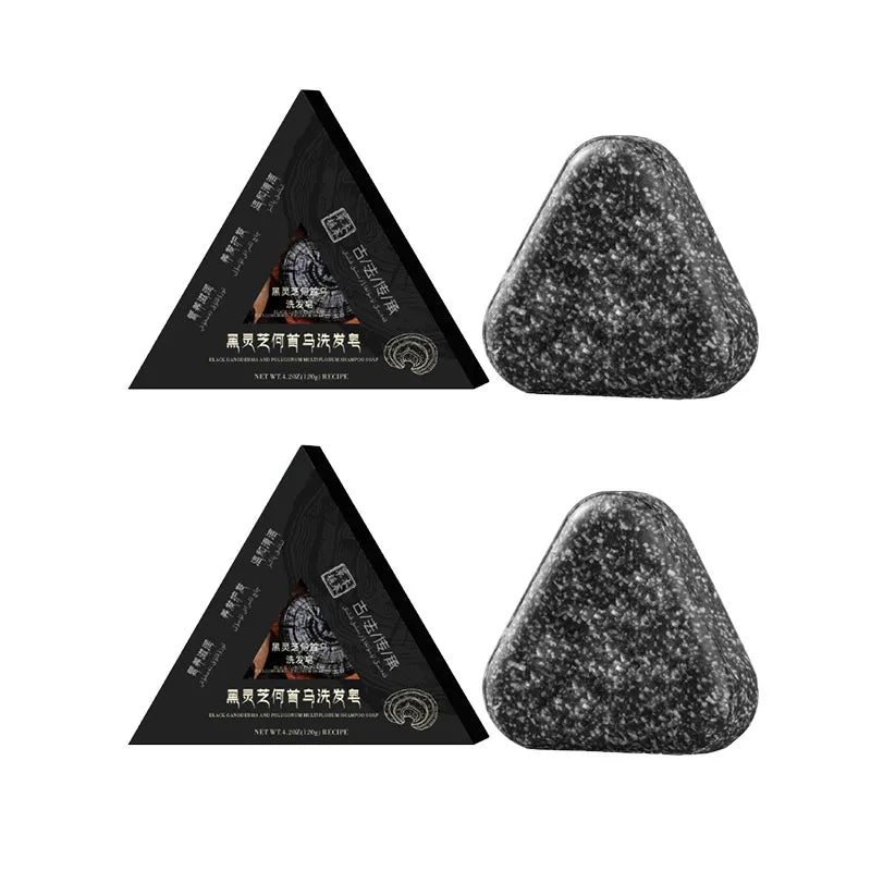 Herbal Black Hair Growth Shampoo Bar Ganoderma Polygonum Multiflorum Herbal Soap For Oily Hair Controls Dandruff Adds Volume Hot
