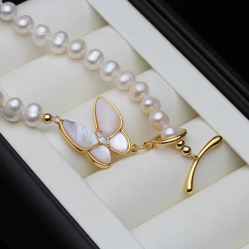 New Arrial Real Freshwater Pearl Necklace For Women,Gold Plated Natural Small Pearl Choker Necklace Korean Jewelry