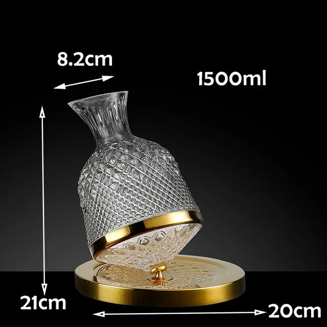 360 Rotating Wine Decanter Tumbler 1500ml Decanter Dispenser Crystal Glass Bottle Wine Aerator Mirror Jug Gift Bar Decoration