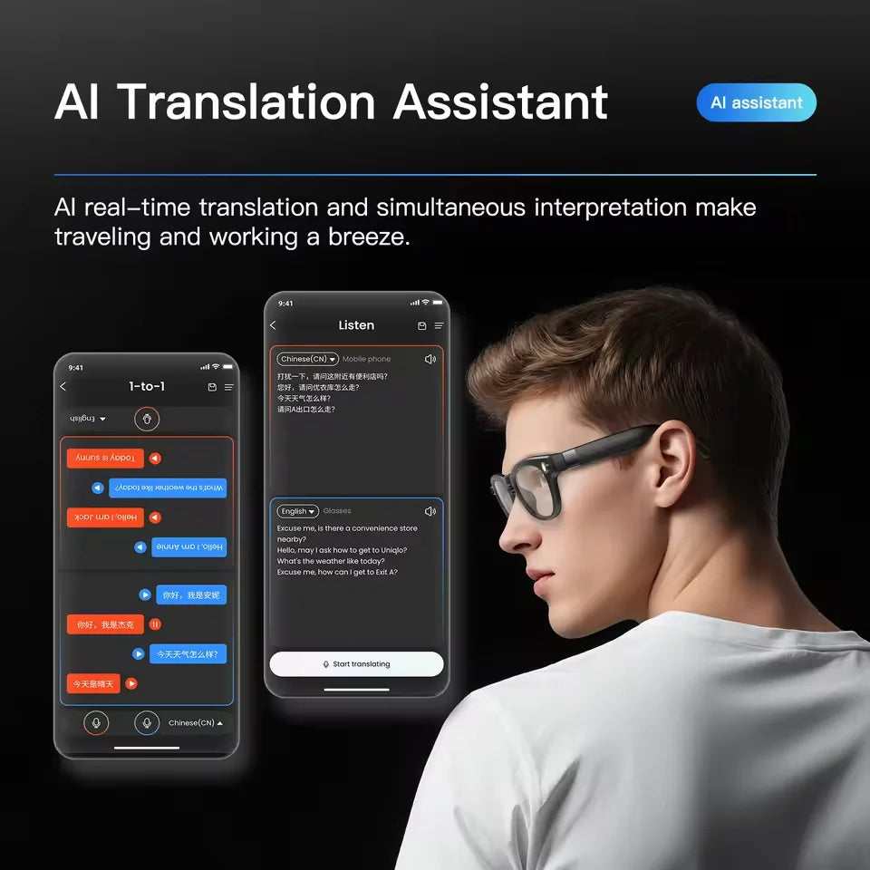 New Smart Bluetooth Sunglasses Open Ear Headphones ENC Noise Reduction Hands-Free Calling Waterproof Music Player AI Glasses Men