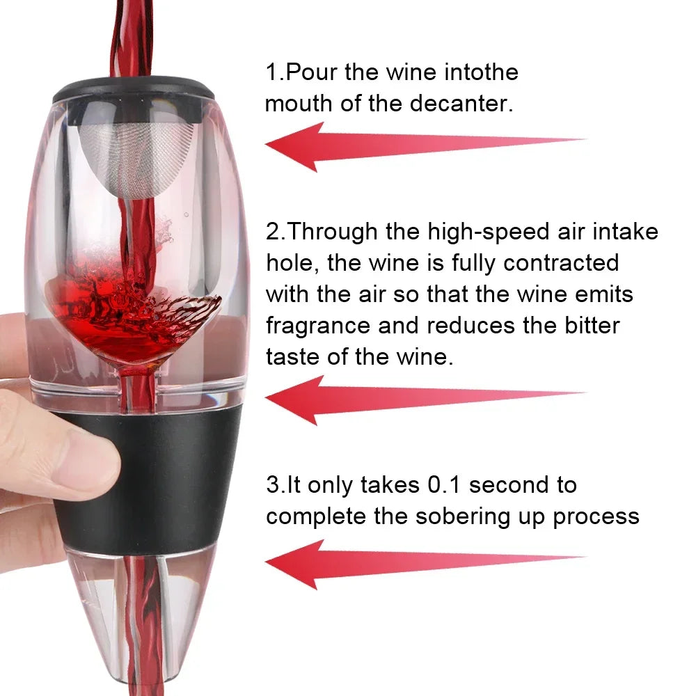 Professional Wine Decanter Pourer with Filter and Base Quick Sobering Wine Whisky Aerator Dispenser Wine Accessories