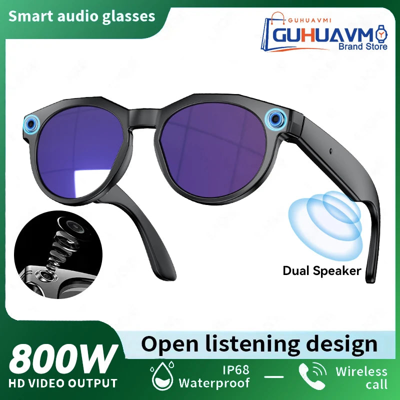 New Smart Bluetooth Sunglasses Open Ear Headphones ENC Noise Reduction Hands-Free Calling Waterproof Music Player AI Glasses Men
