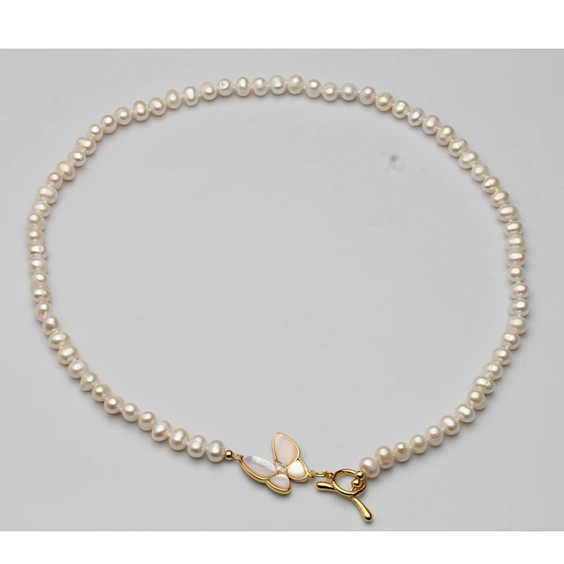 New Arrial Real Freshwater Pearl Necklace For Women,Gold Plated Natural Small Pearl Choker Necklace Korean Jewelry