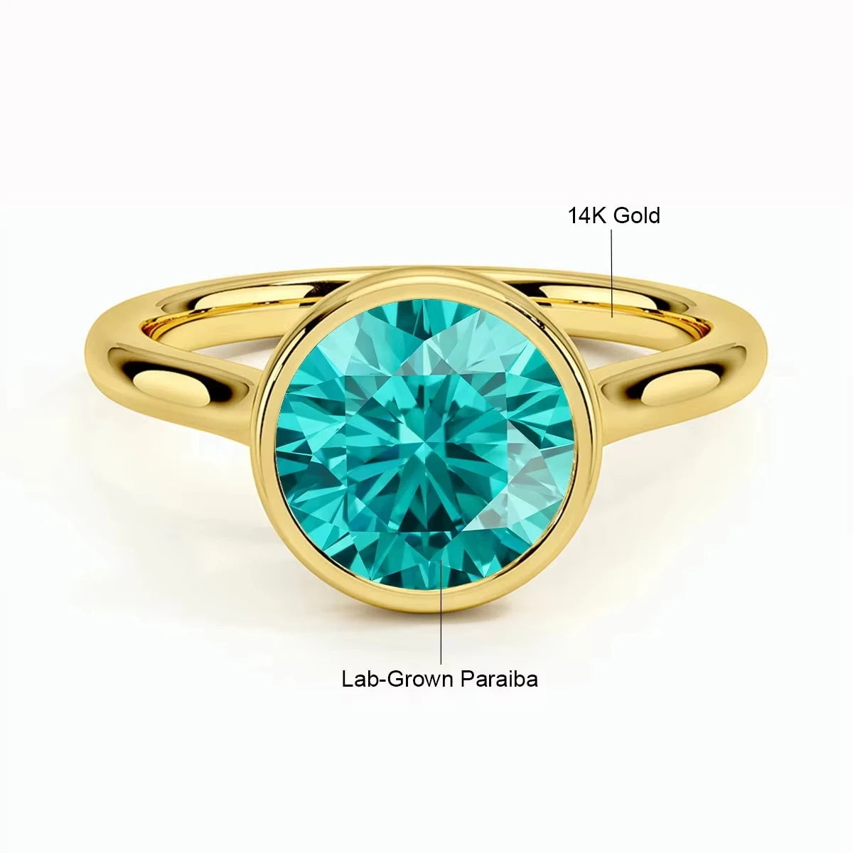 Szjinao 14K Gold Lab-Grown Paraiba Ring Real Au585 Lab Colombian Emerald Solitaire Ring for Women Man Colorful Fine Jewelry Gift