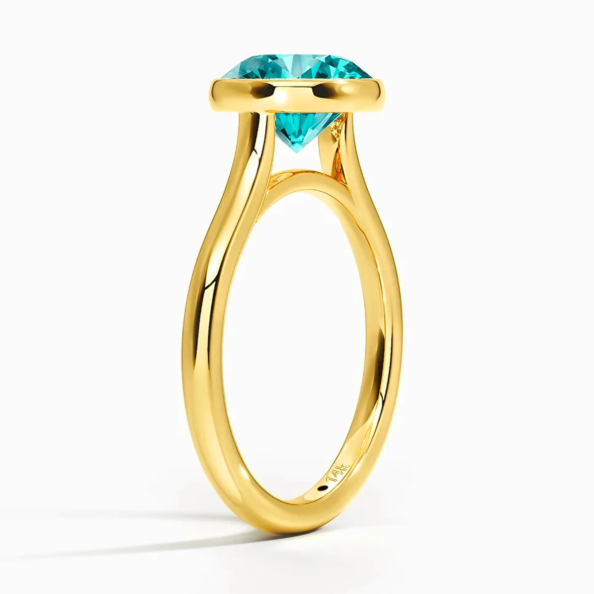 Szjinao 14K Gold Lab-Grown Paraiba Ring Real Au585 Lab Colombian Emerald Solitaire Ring for Women Man Colorful Fine Jewelry Gift