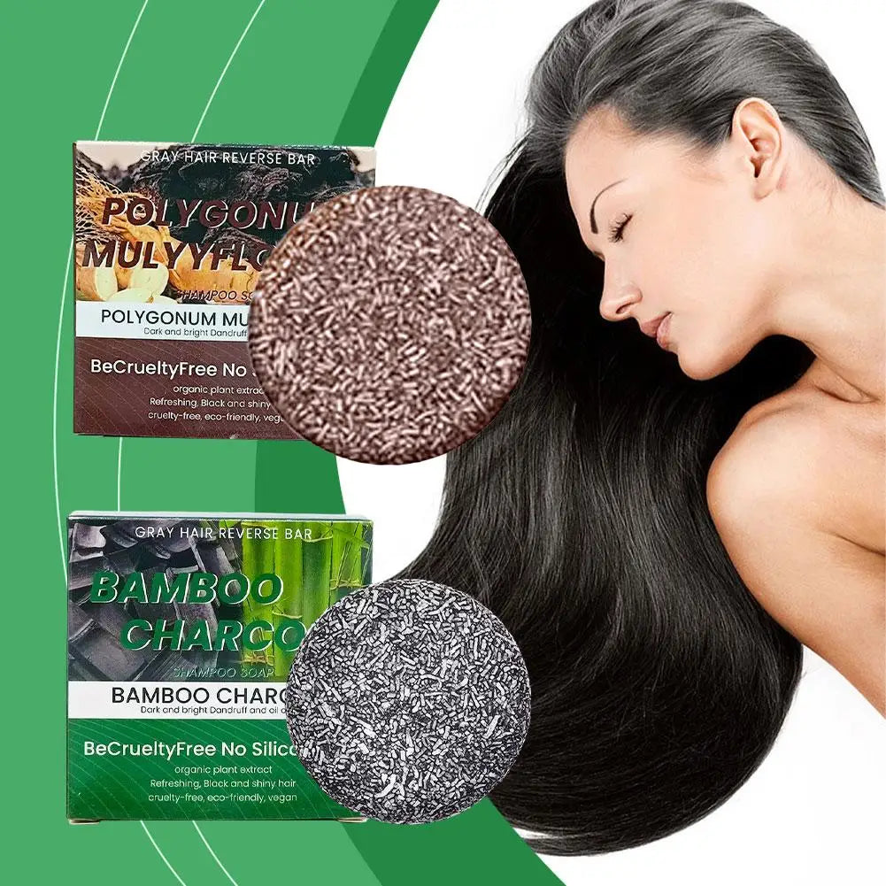 Polygonum Multiflorum Thicker & Denser Shampoo Soap Natural Bamboo Charcoal Scalp Controls Oil Cleaning Soap Hair Care Soap