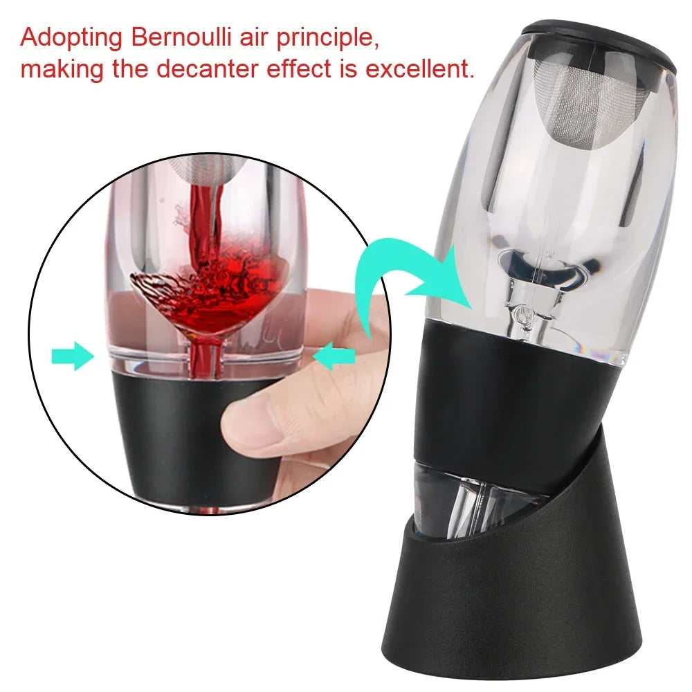 Professional Wine Decanter Pourer with Filter and Base Quick Sobering Wine Whisky Aerator Dispenser Wine Accessories