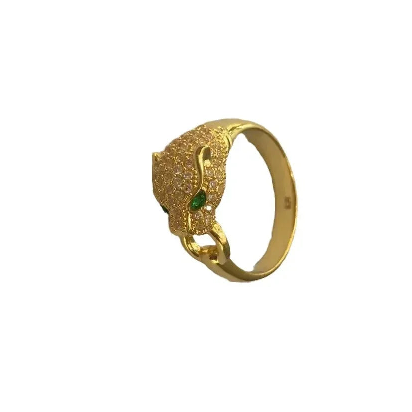 Real 18K Gold Leopard Head Ring AU750 Solid Non Demolded Leopard Head Ring Suitable for Both Men and Women Fine Jewelry