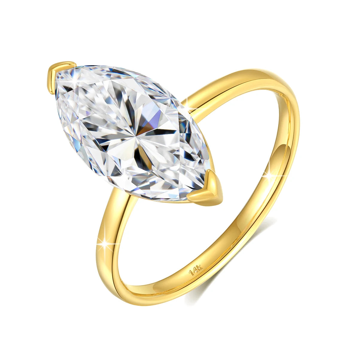 SDOOU 100% Real 14k Gold Engagement Ring Classic 2CT 3CT Marquise Moissanite Diamond Promise Ring Fine Jewelry Gift Ring for her