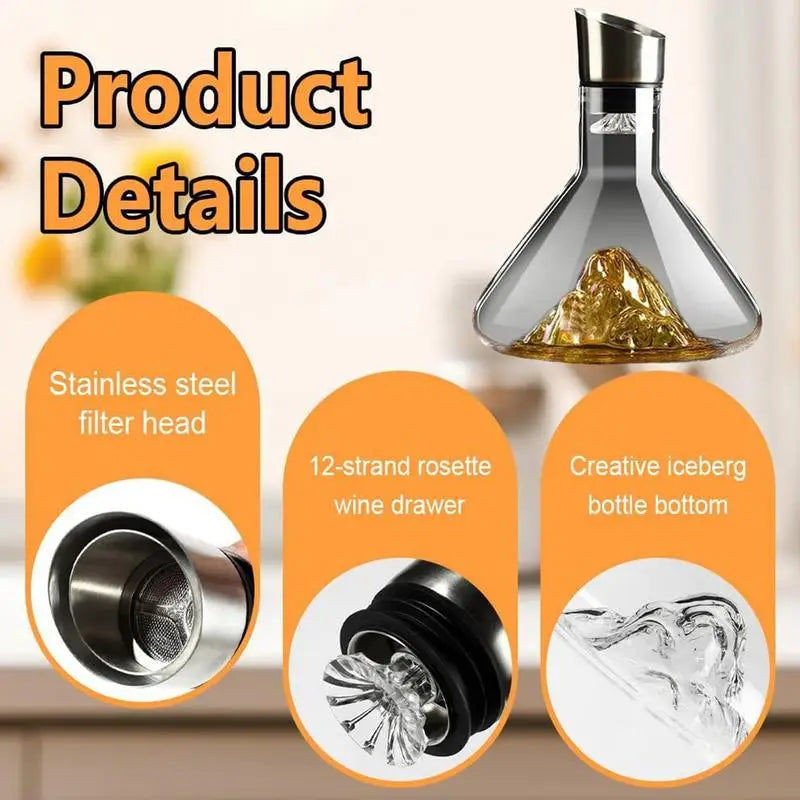 Wine Decanter Built-in Aerator Pourer Wine Carafe  Decanter Hand-blown Crystal Glass Wine Accessories Decanters 1500ML