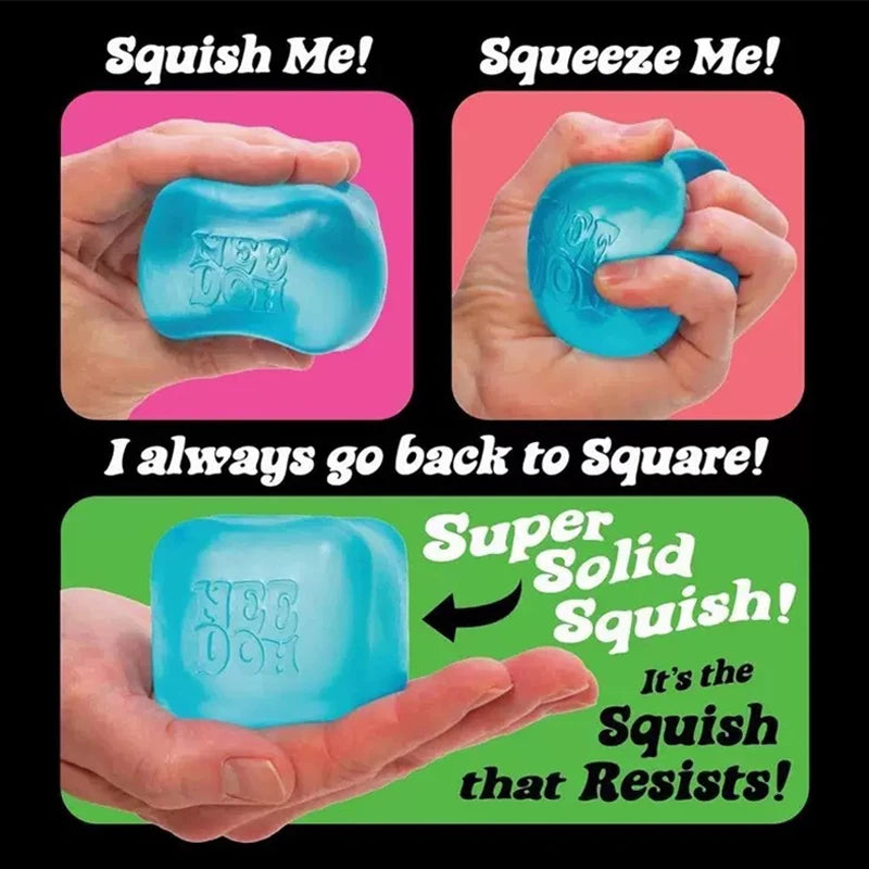 Schylling Needoh Nice Cube Sensory Fidget Stress Relief Squishy Cube Anti-Anxiety Squeeze Object For Relaxation Mindful Play