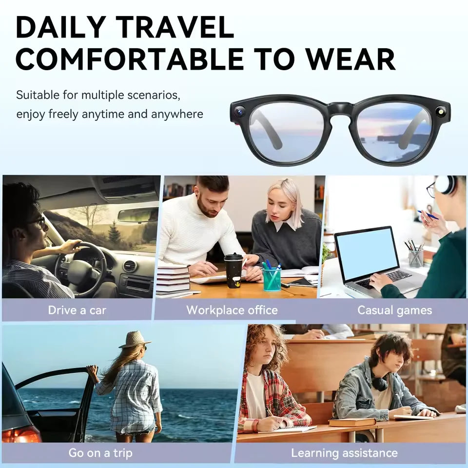 New Smart Bluetooth Sunglasses Open Ear Headphones ENC Noise Reduction Hands-Free Calling Waterproof Music Player AI Glasses Men