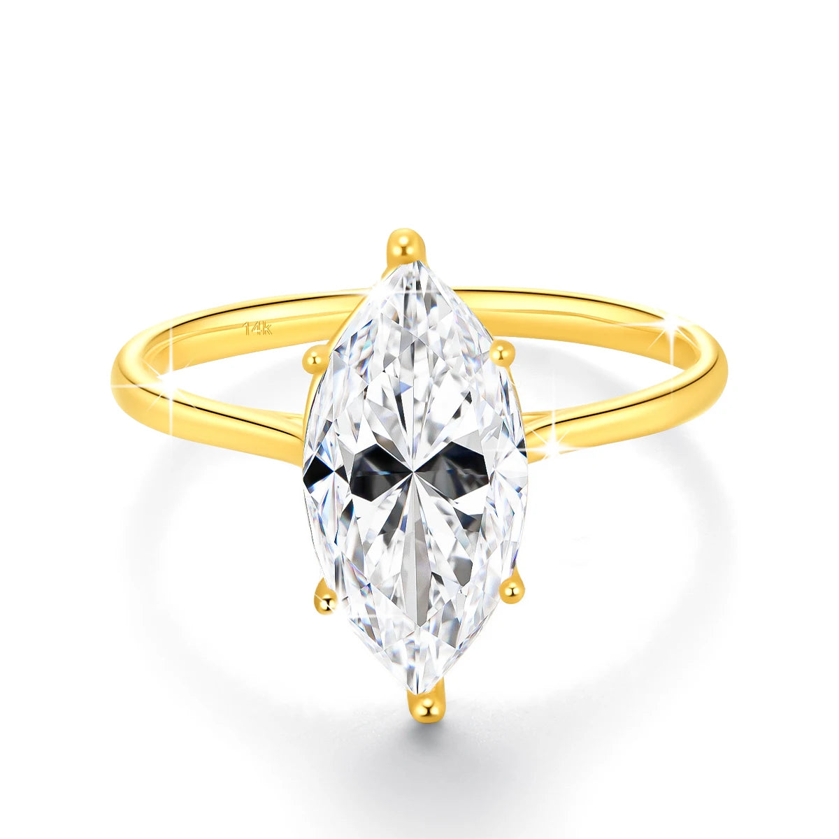 SDOOU 100% Real 14k Gold Engagement Ring Classic 2CT 3CT Marquise Moissanite Diamond Promise Ring Fine Jewelry Gift Ring for her