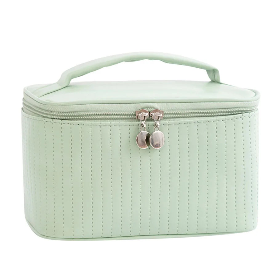 Makeup Bags for Women Travel Toiletry Cute Cases Bag Portable Solid Color Makeup Organizer Box Cosmetic Bag Neceser PU Leather