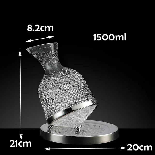 360 Rotating Wine Decanter Tumbler 1500ml Decanter Dispenser Crystal Glass Bottle Wine Aerator Mirror Jug Gift Bar Decoration