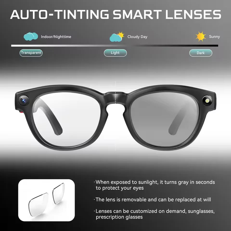 New Smart Bluetooth Sunglasses Open Ear Headphones ENC Noise Reduction Hands-Free Calling Waterproof Music Player AI Glasses Men