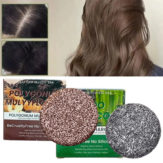Polygonum Multiflorum Thicker & Denser Shampoo Soap Natural Bamboo Charcoal Scalp Controls Oil Cleaning Soap Hair Care Soap