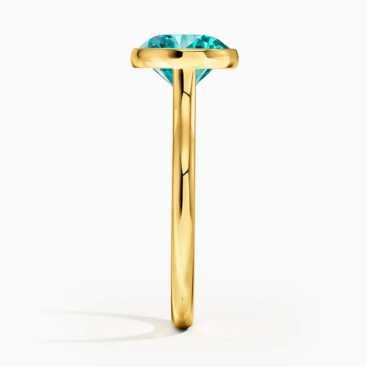 Szjinao 14K Gold Lab-Grown Paraiba Ring Real Au585 Lab Colombian Emerald Solitaire Ring for Women Man Colorful Fine Jewelry Gift