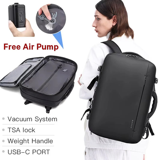 Vacuum backpack with pump compression backpack for travel,36L Backpack With Vacuum Seal Anti theft Storage Weighable