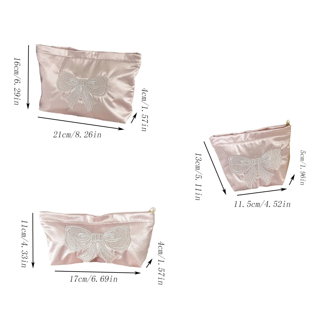 Makeup Bag for Girls Small Bow Cosmetic Pouch with Zipper Aesthetic Portable Travel Toiletry Makeup Organizer Bags