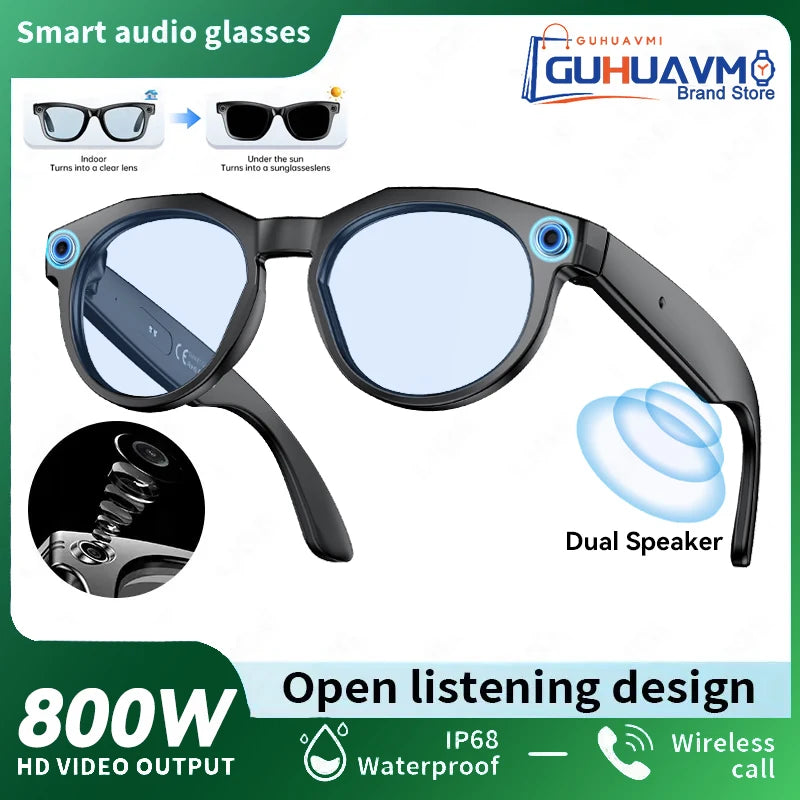 New Smart Bluetooth Sunglasses Open Ear Headphones ENC Noise Reduction Hands-Free Calling Waterproof Music Player AI Glasses Men